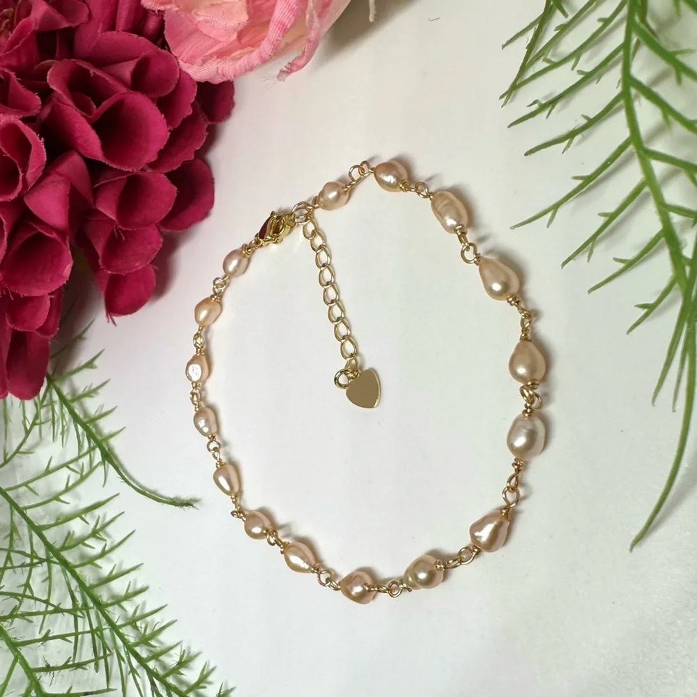NEW⚜️Pink Freshwater Pearl Hand Wired Bracelet - Picture 3 of 6